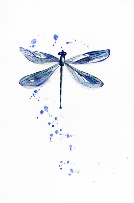 Original watercolor DRAGONFLY painting watercolor original