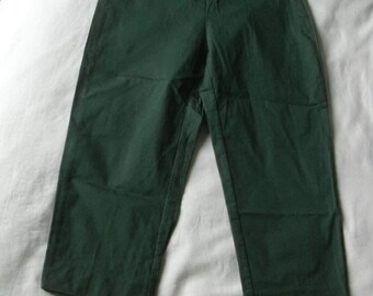 Romeo Gigli Green Dark Green Cotton Blend Deadstock Unworn Vintage Cropped Pants 1990s Extra Small-XS