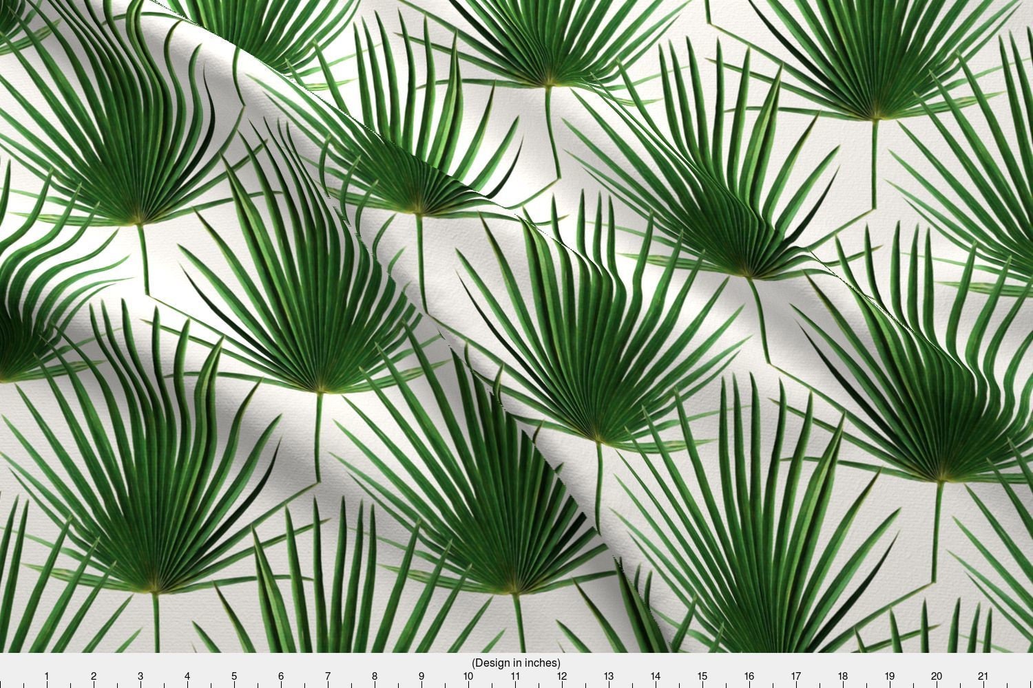 Palm Leaf Fabric Simple Palm Leaf Geometry Green And Cream