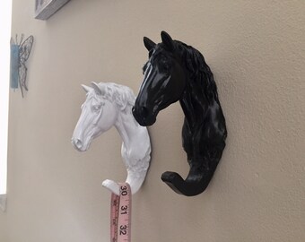 horse hooks, 1 white and 1 black coat hook, key hook wall hook