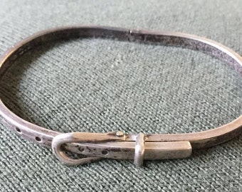 Vintage Sterling Mexico Buckle Bracelet 15.5g.