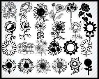 Free Free 118 Silhouette Sunflower Svg Black And White SVG PNG EPS DXF File