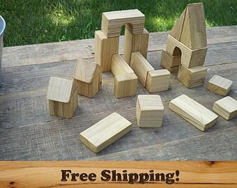 Wooden Building Blocks sets, Handcrafted wooden toy blocks. Assorted Shapes and Sizes, Baby Blocks, Wood Building Blocks
