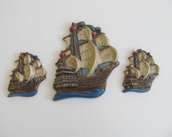 Ship Chalkware, Chalkware, Chalkware Ships, Chalkware Boats, Boats, Ships, Nautical, Nautical Chalkware, Sailboats, Chalkware Sailboats