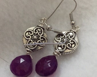 Purple Jade Dangle Earrings