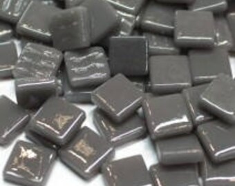 12mm (1/2") Dark Gray Recycled Glass Square Mosaic Tiles//Mosaic Supplies//Craft Supplies