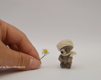 A thread doll - Miniature Teddy Bear - A Thread Artist Bear - Miniature Stuffed Bear - Teddy Bear - Stocking Stuffer , Woodland Creature