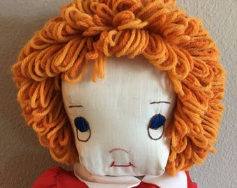 Vintage Hand Sewn Little Orphan Annie Doll- 1980's Annie Rag Doll