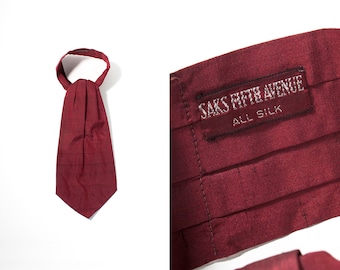 1950s Saks Fifth Avenue Burgundy Silk Shantung Ascot
