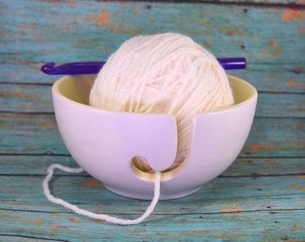 Ceramic Yarn Bowl--Made to Order, Handmade Yarn Bowl, Ceramic Yarn Bowl, Lavender Yarn Bowl, Yarn Organizer, Knitters Bowl, Yarn Storage