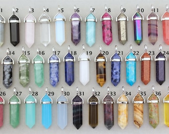 Healing Crystal Pendant. Silver Crystal Pendant. Gemstone Pendant. Stone Pendant. Crystal Point Pendant. Boho Hippie Crystal Point Pendant