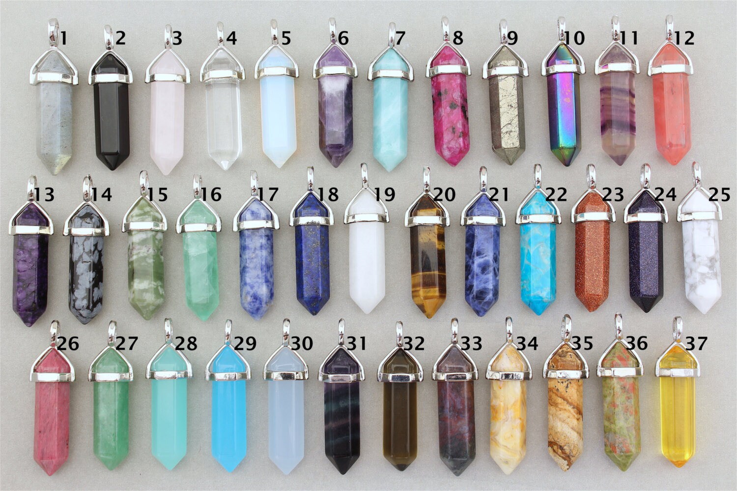 Healing Crystal Pendant. Silver Crystal Pendant. Gemstone