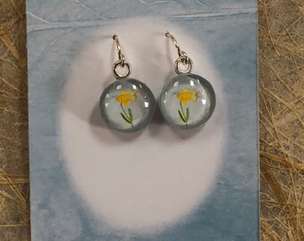 ttams - glass tile earrings - daffodil