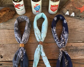 Vintage Bandana with Leather Slide