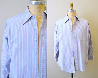 1980s Blue and Pink Striped Oxford Shirt