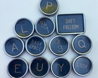 Lot of 12 Authentic Royal Flat Back Typewriter Keys for Jewelry Supplies