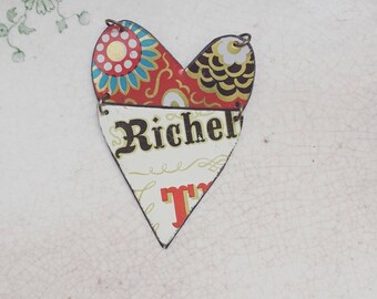 Tin Jewelry Heart Necklace "Matchmaker #1" Tin for the Ten Year Tenth Wedding Anniversary Valentines Day