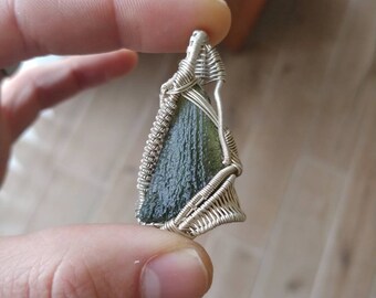Sterling Silver Wirewrapped Pendant | Moldavite