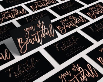 Elegant Makeup Artist Business Card, Rose Gold Business Card, Black Gold Business Card, Printable Business Card, Text Business Card