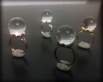 Clear Quartz Crystal Ball Ring