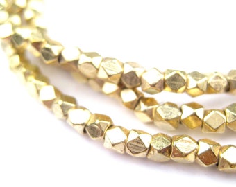 200 Diamond Cut Faceted Gold Color Beads - Gold Faceted Beads - Brass Spacer Beads - Tribal Brass Beads - 3mm Spacer Beads (MET-FCT-GLD-355)