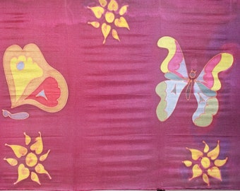 Silk scarf 150x45 cm. Butterflies. Ponge 6.
