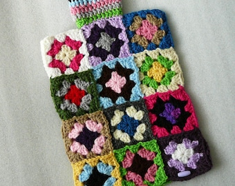 Crochet Hot Water Bottle Cozy, Crochet Granny Squares