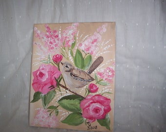 Bird with Spring flowers