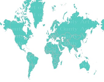 teal world map birthday edible cake and cupcake topper for birthdays and parties