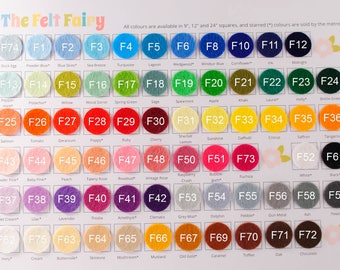 10x 12 inch Felt Squares - Choose from 69 Colours - Wool Blend Felt - Pick and Mix Felt Colours