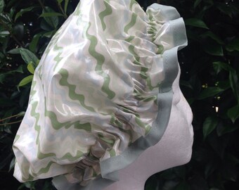 Shower Cap, Kids Handmade Laminated Shower Cap, Green Chevron