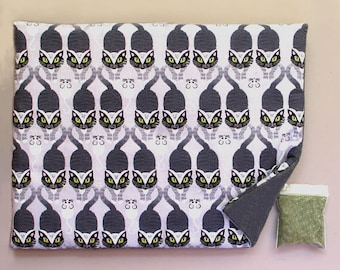 Catnip Mat plus Catnip Black Cats White Mice Refillable Reversible