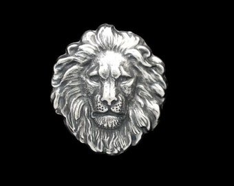 50off Silver Plated Brass Regal Lion Head Large Stamping 42mm x 48mm Perfect for Steampunk Art Made in the USA Brass