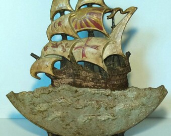 Antique Doorstop-Cast Iron Mayflower Ship Doorstop-Large and Heavy