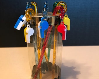 Vintage whistle swizzle sticks