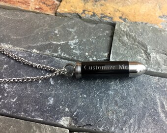 Cremation Necklace, Personalized, Custom Engraved, Stainless Steel Urn, Memorial Necklace, SIGNATURE Necklace, Pet, Memory, Ashes, Bullet