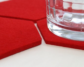 Coasters for Home Desk Drinks Absorbent Hexagon Drink Felt Coasters 5mm Thick Virgin Merino Wool Felt Housewares Home Honeycomb Decor