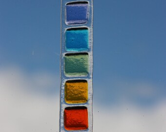 Chakra suncatcher, a fused glass sun catcher with the seven chakras, rainbow suncatcher