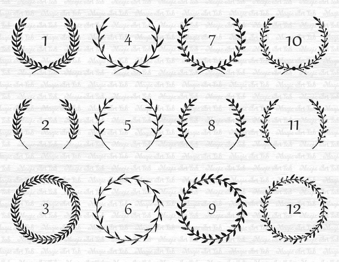 Download Laurel svg file, Laurel wreath svg, Laurel monogram frame, Laurel monogram svg, Wreath svg, Leaf ...