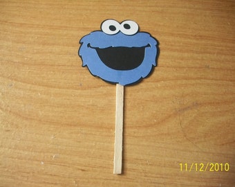 Cookie Monster cupcake toppers- lot of 24- sesame street