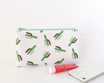 Cactus zipper pouch, Pencil case, Small pouch, Small purse, Women, Cactus wallet, School supplies bag, Best friend gift, Desert, Succulents