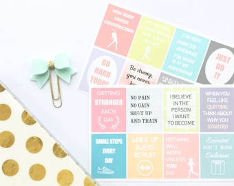 Motivational Stickers, Fitness Stickers for Erin Condren, Diet Stickers, Exercise Workout Planner Stickers, Quote Stickers, Gym Stickers