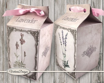 Lavender Milk Box printable Favor Box paper crafting diy digital download box pattern instant download digital collage sheet - VDBXVI1238