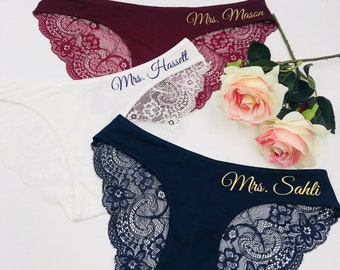 Personalized Bride Panties Bridal Shower Bride Lingerie Wedding gift Honeymoon Lingerie Bride Gift Weddings underwear