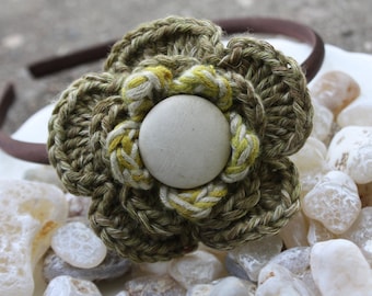 Olive flower headband for child or baby