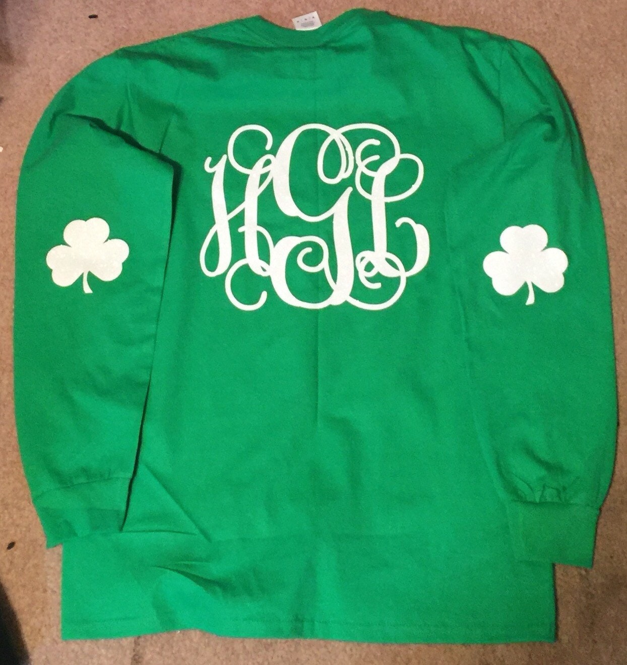 Monogrammed St. Patricks Day Shirt Glitter Adult Youth
