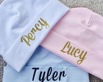 Personalized Baby Beanie Hat, Infant Girl Personalized Newborn Baby Shower Gift, photo prop, infant girl hat, newborn hat, name hat baby