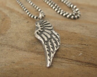 Angel Wing Necklace, Remembrance Necklace, Fine Silver Necklace, Silver Wing Necklace, Guardian Necklace
