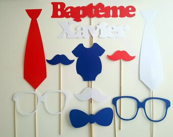 Lot photobooth baptism child-personalized-Blue Navy white and Red