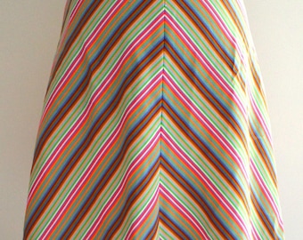 Vintage 70s Chevron Multicolour A-line Skirt Small